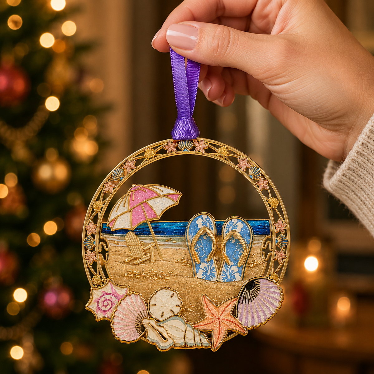 ⏰ Limited anniversary edition✨Beach vacation style Christmas tree ornament
