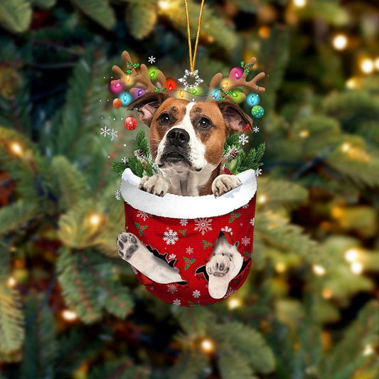 American Bulldog 1 In Snow Pocket Ornament