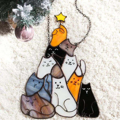 🎄Last Day 60% OFF😻Cat Christmas Tree Suncatcher Ornament