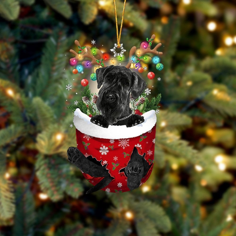 Giant Schnauzer In Snow Pocket Ornament