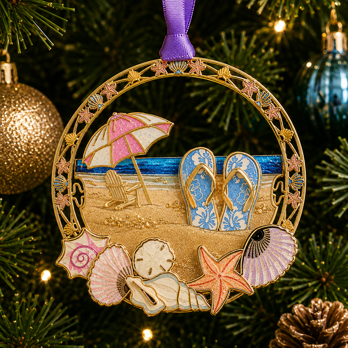 ⏰ Limited anniversary edition✨Beach vacation style Christmas tree ornament
