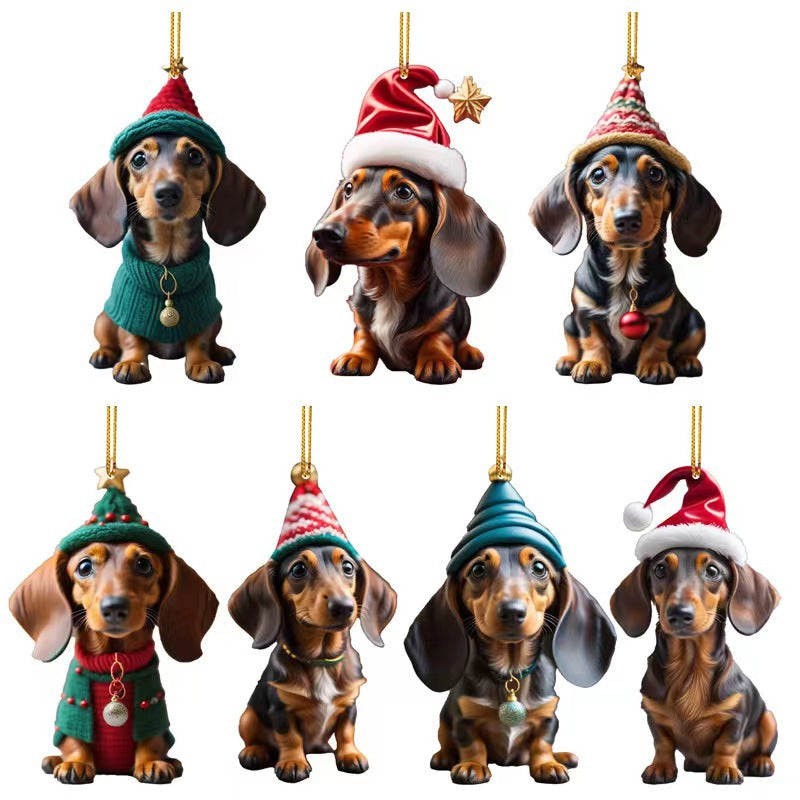 Christmas Cartoon Dog Christmas Tree Ornament