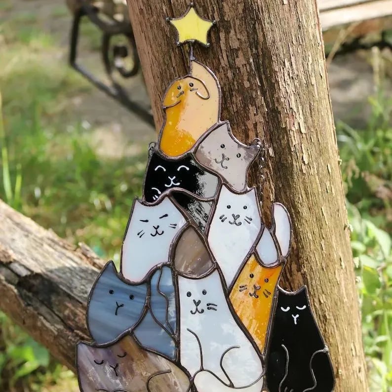 🎄Last Day 60% OFF😻Cat Christmas Tree Suncatcher Ornament