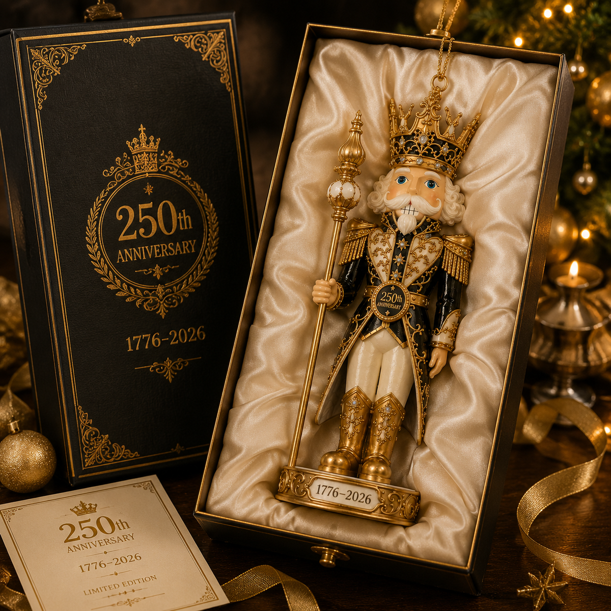 ✨2026 America 250th Anniversary Black & Gold Nutcracker King Ornament